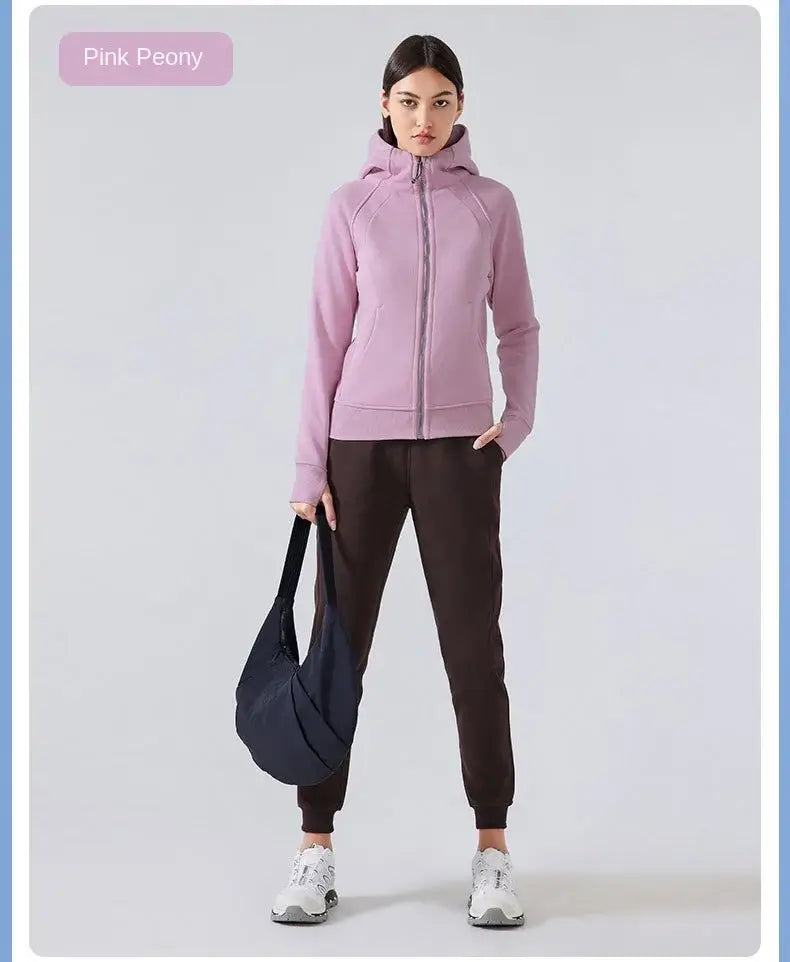 Women Thick Warm Hooded Sports Jacket