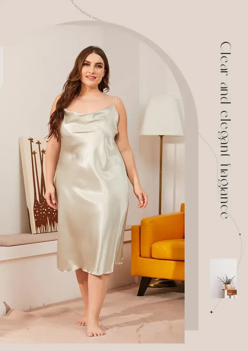 Women Satin Chemise Nightdress Plus Size Sleepwear