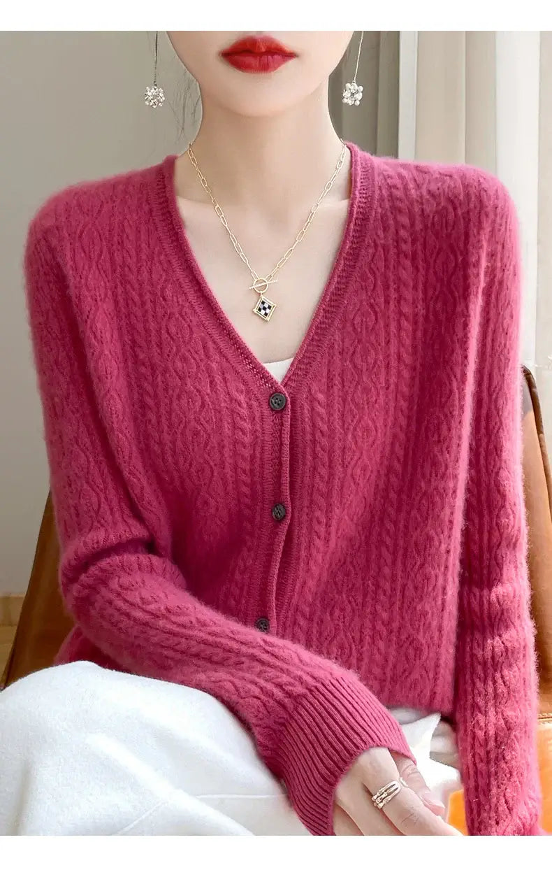 Women Merino Wool Cashmere Cardigan