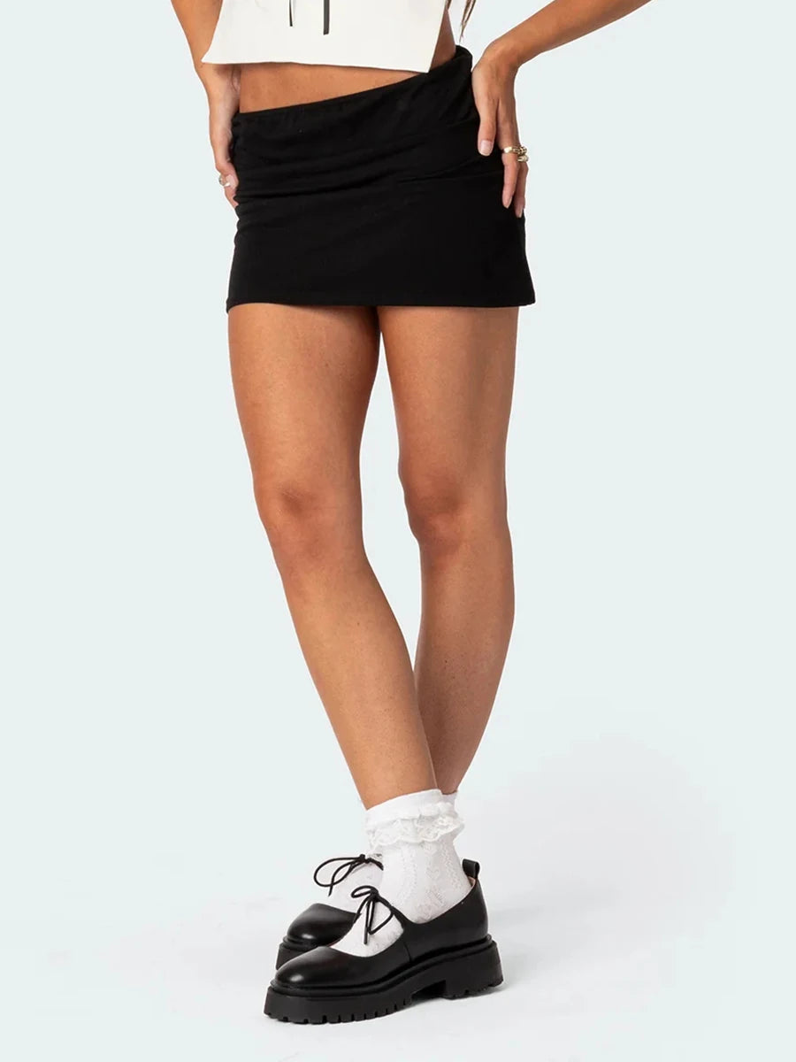 Women Solid Bodycon Mini Skirt