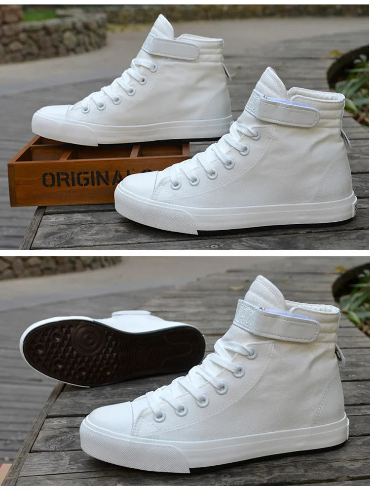 PureStep™ Men’s White High-Top Canvas Sneakers