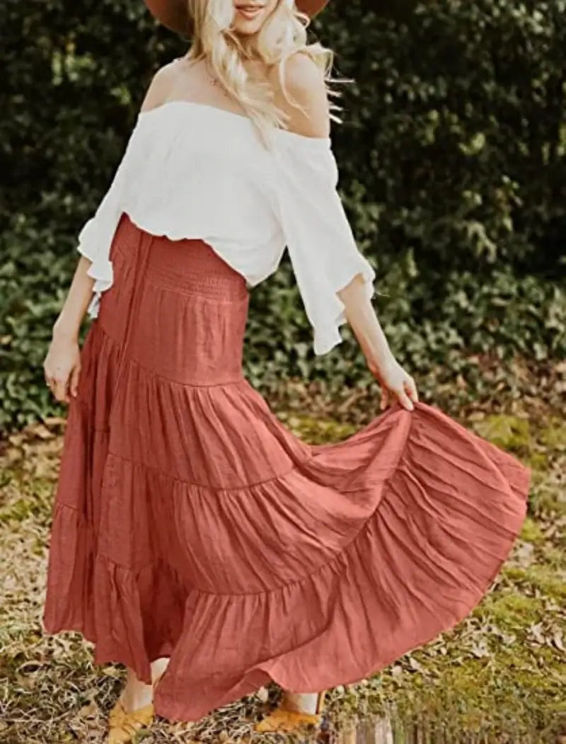 Women High Waist Maxi Boho Skirt