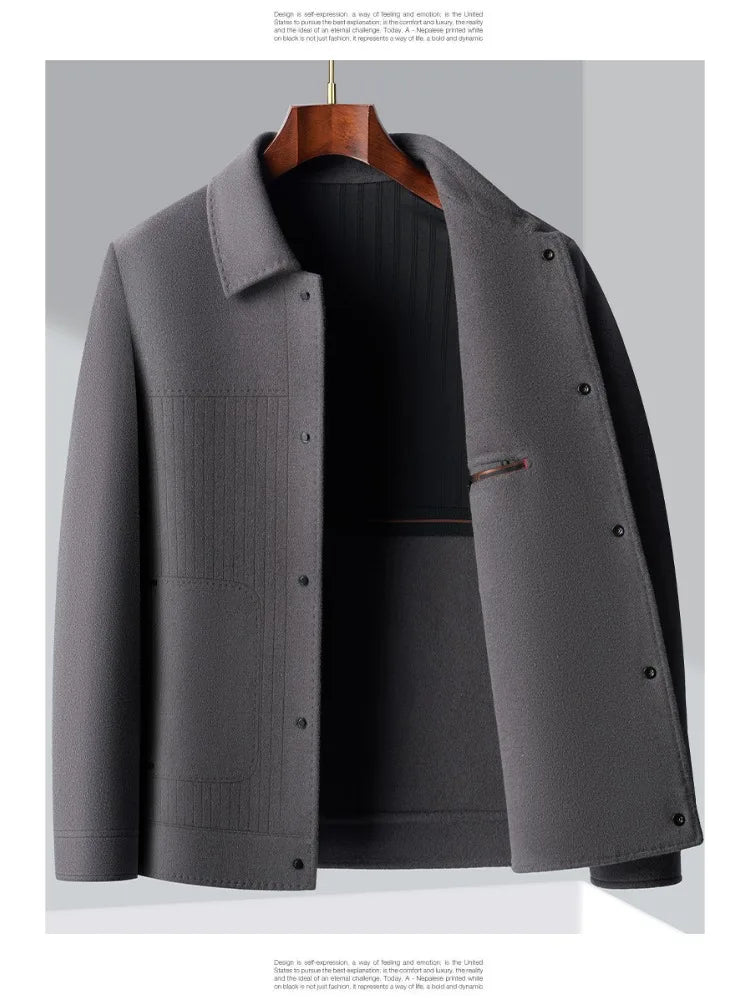 Men Slim Fit Wool Coat Business Jacket