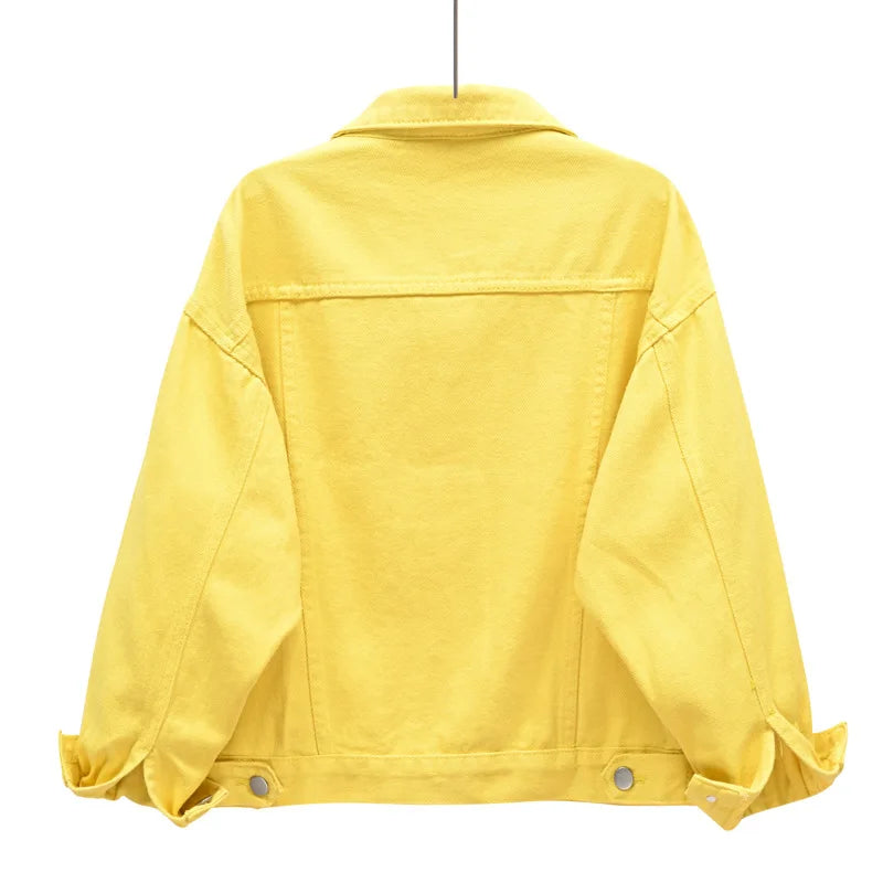 Women’s Pure Color Lapel Denim Jacket