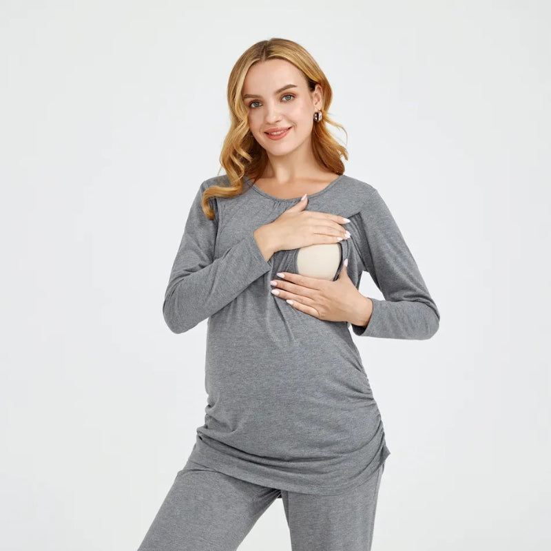 Long Sleeve Nursing Maternity Pajamas