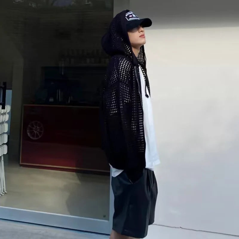 Men Lightweight Hooded Knit Sweater