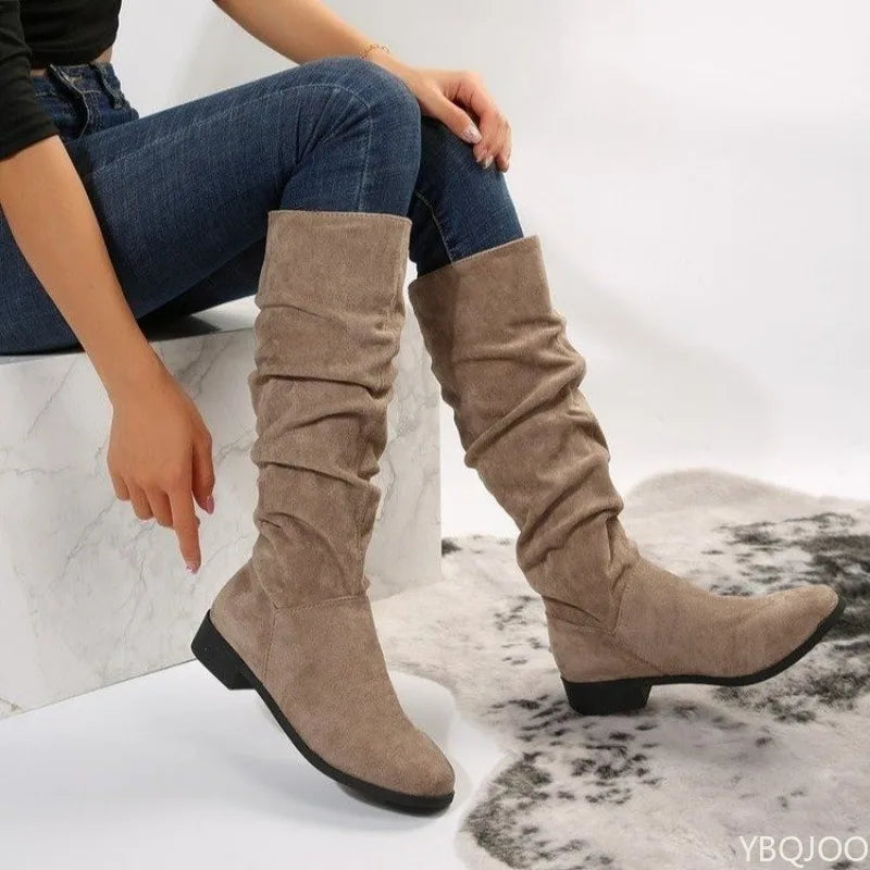 Women Mid Calf Boots Chelsea Lace Up Shoes