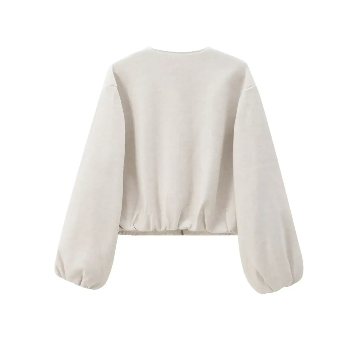 Women Red Zipper Cropped Bomber Jacket