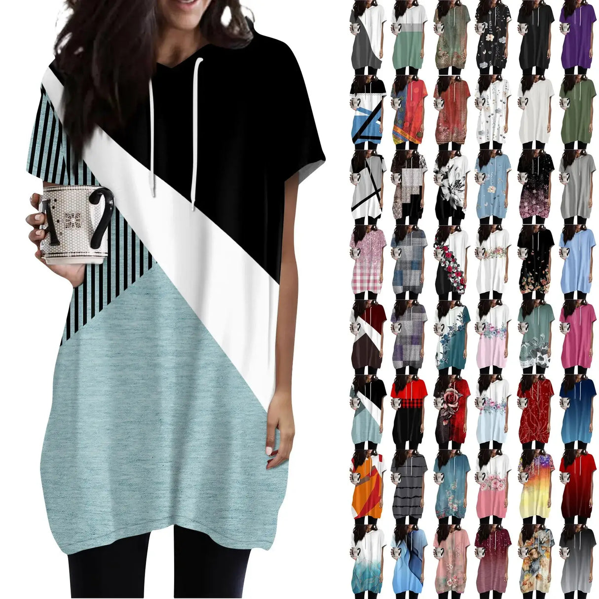 Women Oversized Short Sleeve Hoodie