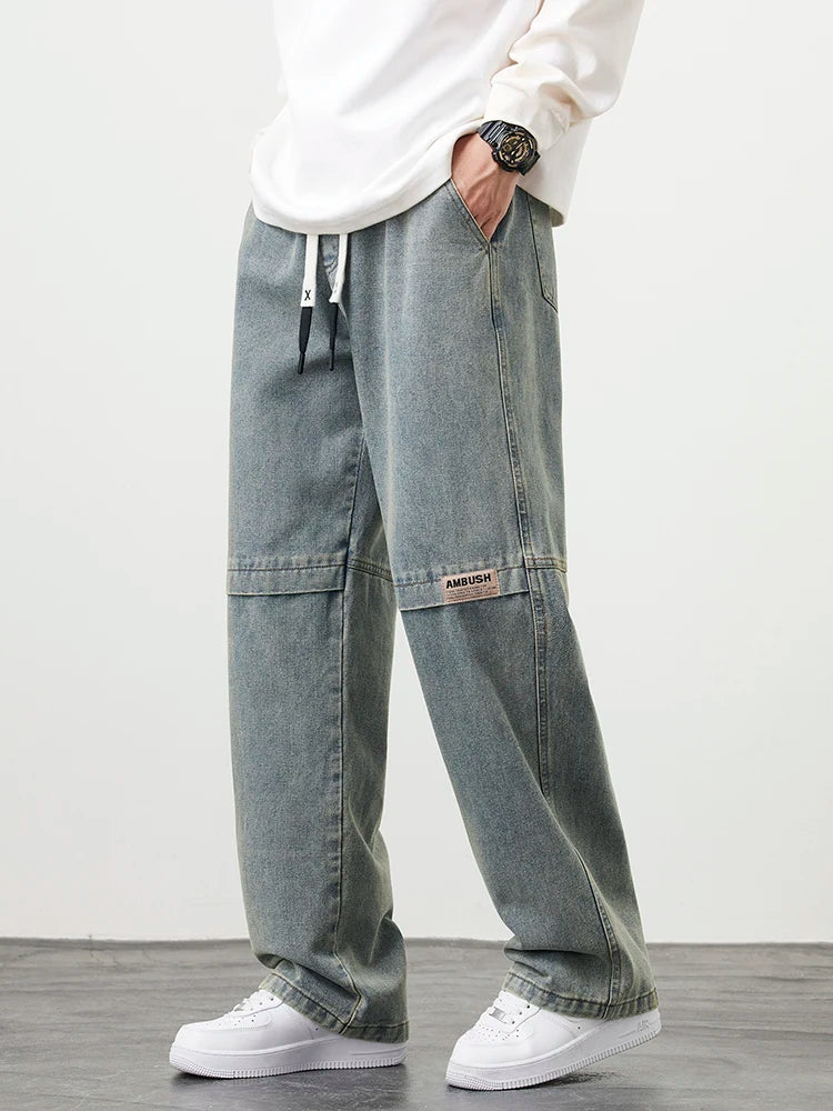 Men Retro Wide Leg Jeans