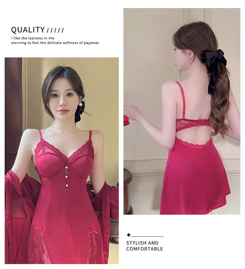 Women Lace Wedding Sleepwear Set