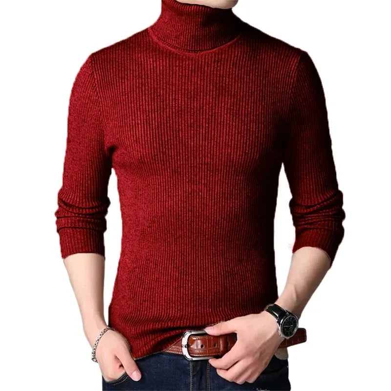 Men's Oversized Striped Turtleneck Sweater