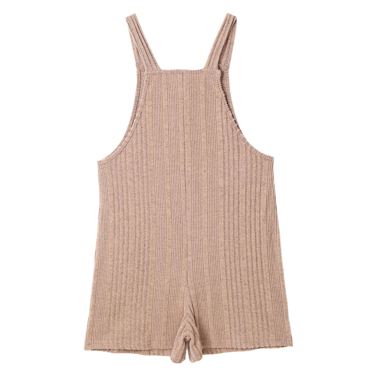 Sleeveless ribbed maternity jumpsuit in natural color, perfect for casual summer wear. Made from cotton and spandex.