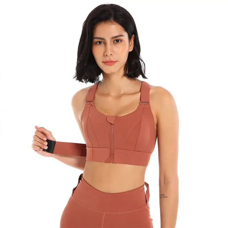 Women Front Zipper Sports Bra Plus Size
