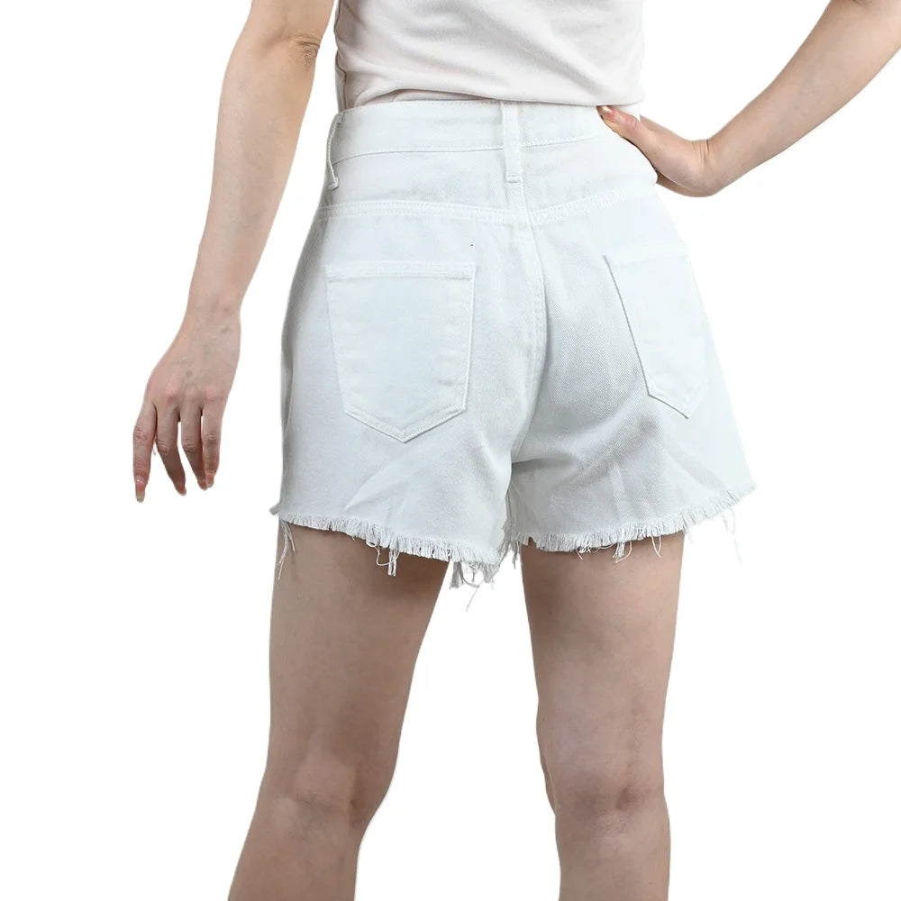 Summer Women's High-Waist Denim Shorts with Pockets
