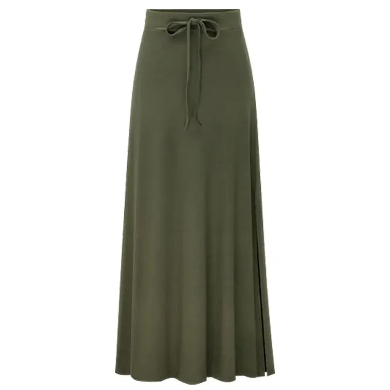 Women Knit Split Long A-Line Skirt