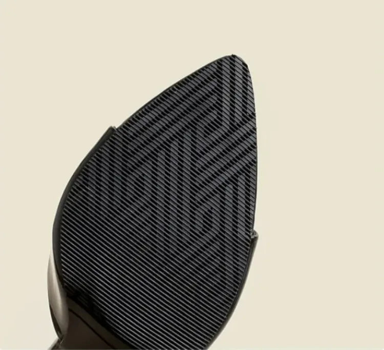 Slim Heel Pointed Toe Patent Slippers – 2025