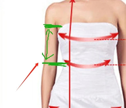 Image showing measurement guide for fitting a Muslim A-Line Satin Wedding Dress with high collar.