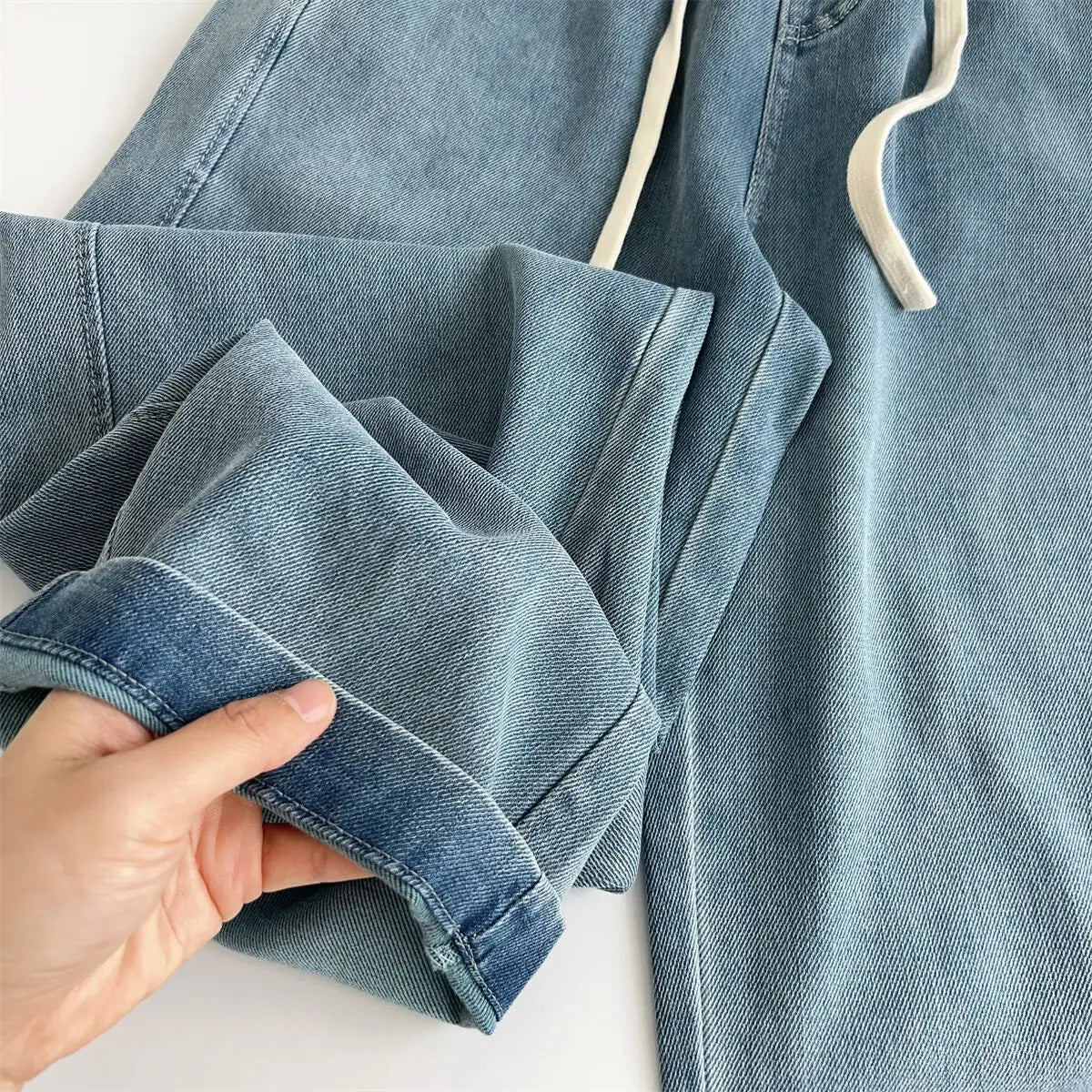 Women Silk Washed Wide Leg Jeans