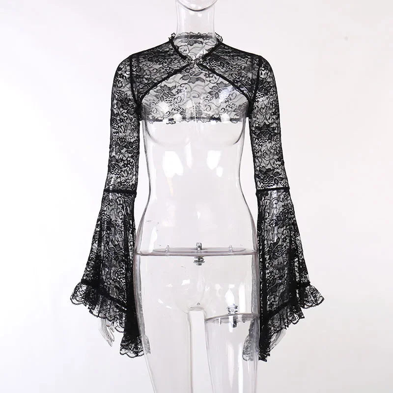 Gothic Black Sheer Bolero Shrug Jacket