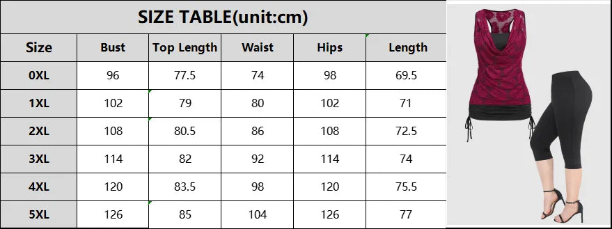 Plus Size Lace Ruched Pant Set