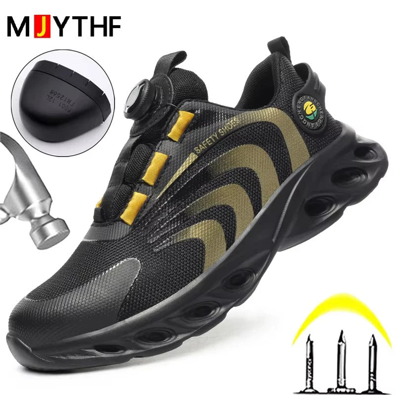 Men Lightweight Rotary Buckle Safety Shoes