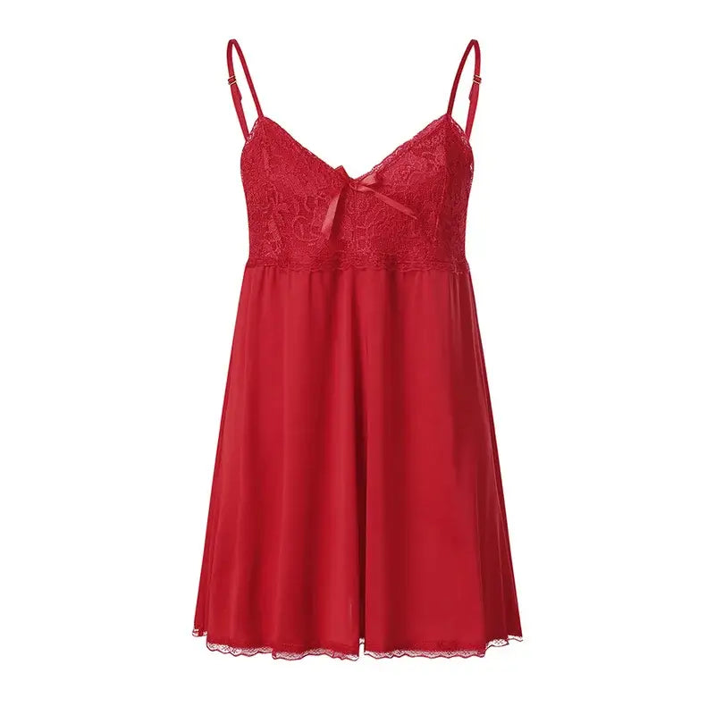 Women Plus Size Lace Nightgown Sexy Deep V Sleepwear