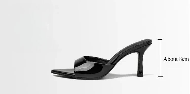 Slim Heel Pointed Toe Patent Slippers – 2025