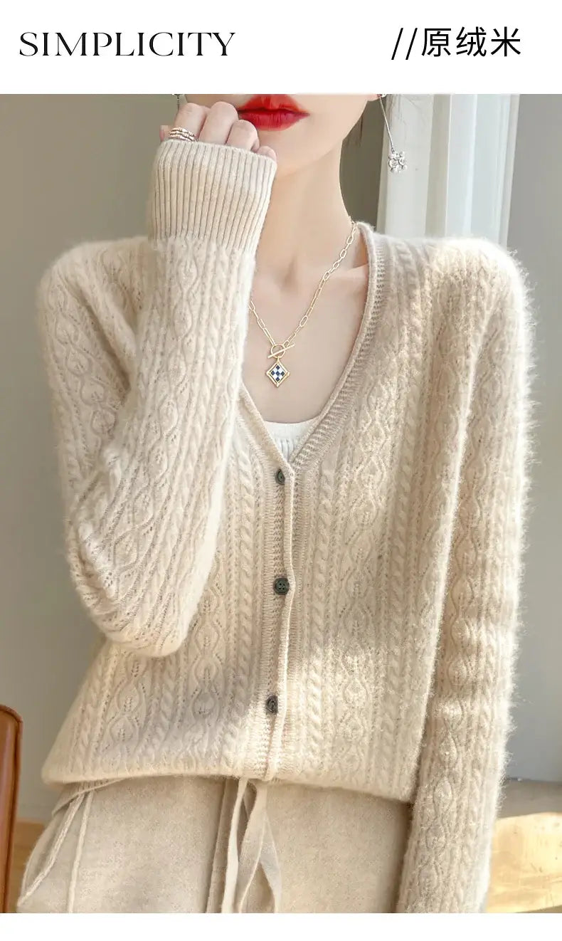 Women Merino Wool Cashmere Cardigan