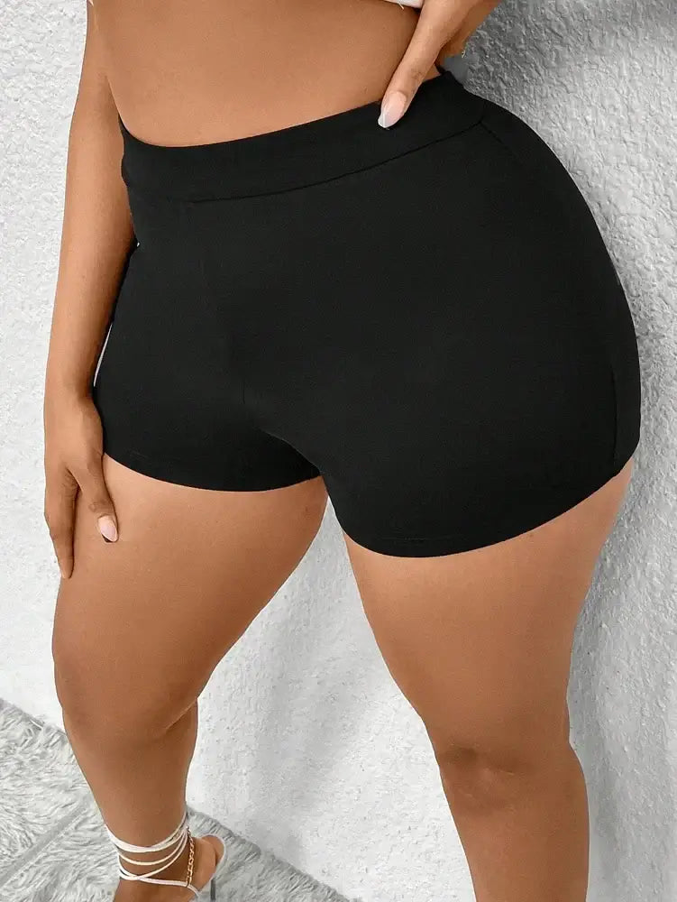 Women Plus Size Asymmetric Mini Shorts