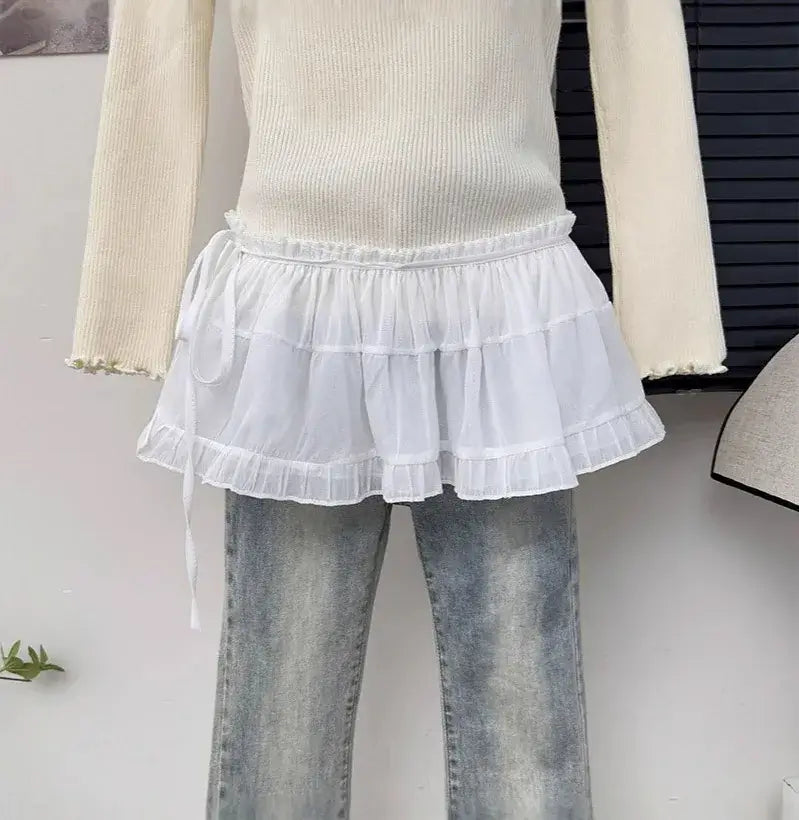 Women Y2K Lace Wrap Layered Skirt