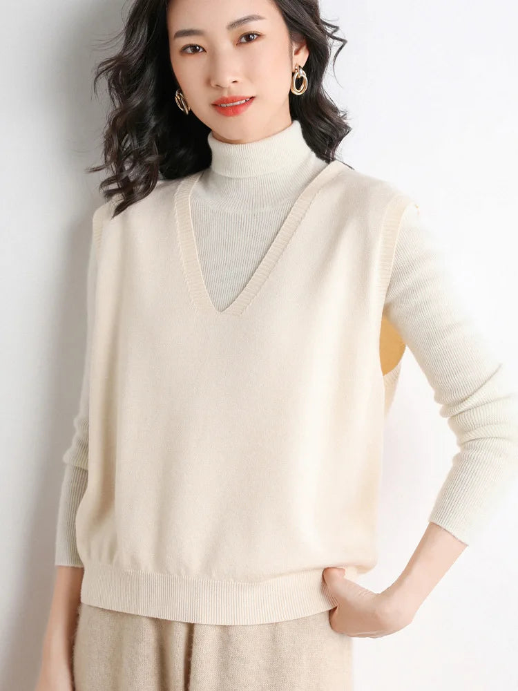 Women Loose V-Neck Knit Vest