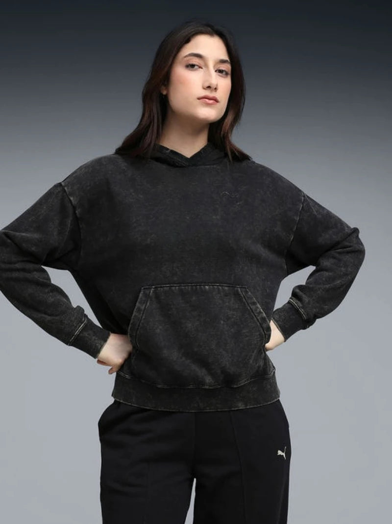 Plus Size Women's Hoodie – Relaxed Black Sweatshirt