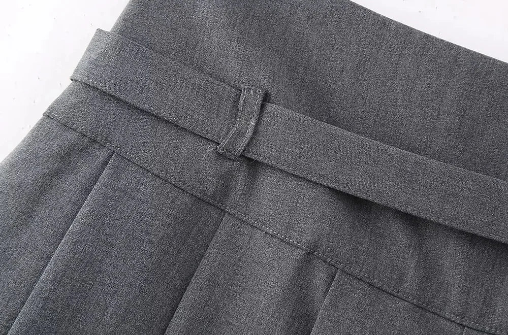 Women's Pleated Belted Skort Shorts