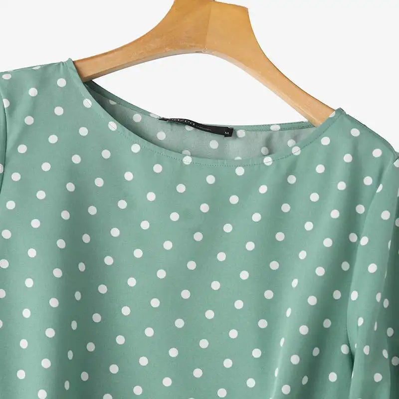 Women Polka Dot Oversize Tunic Top