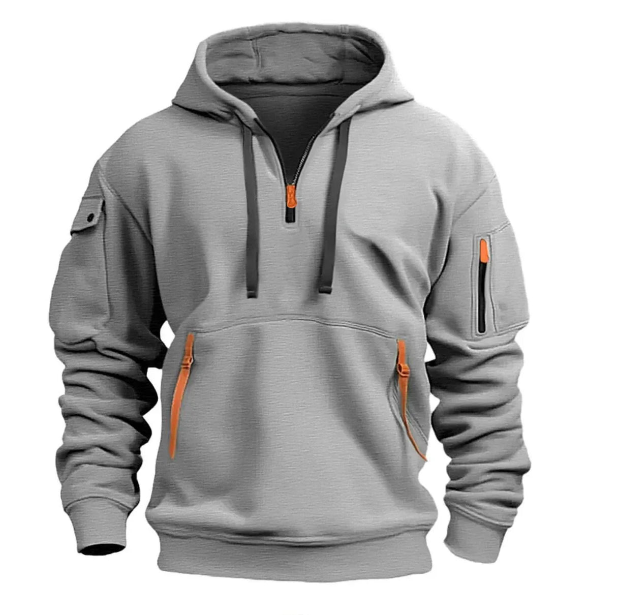 Men's Plus Size Hoodie – Streetwear Multi-Pocket