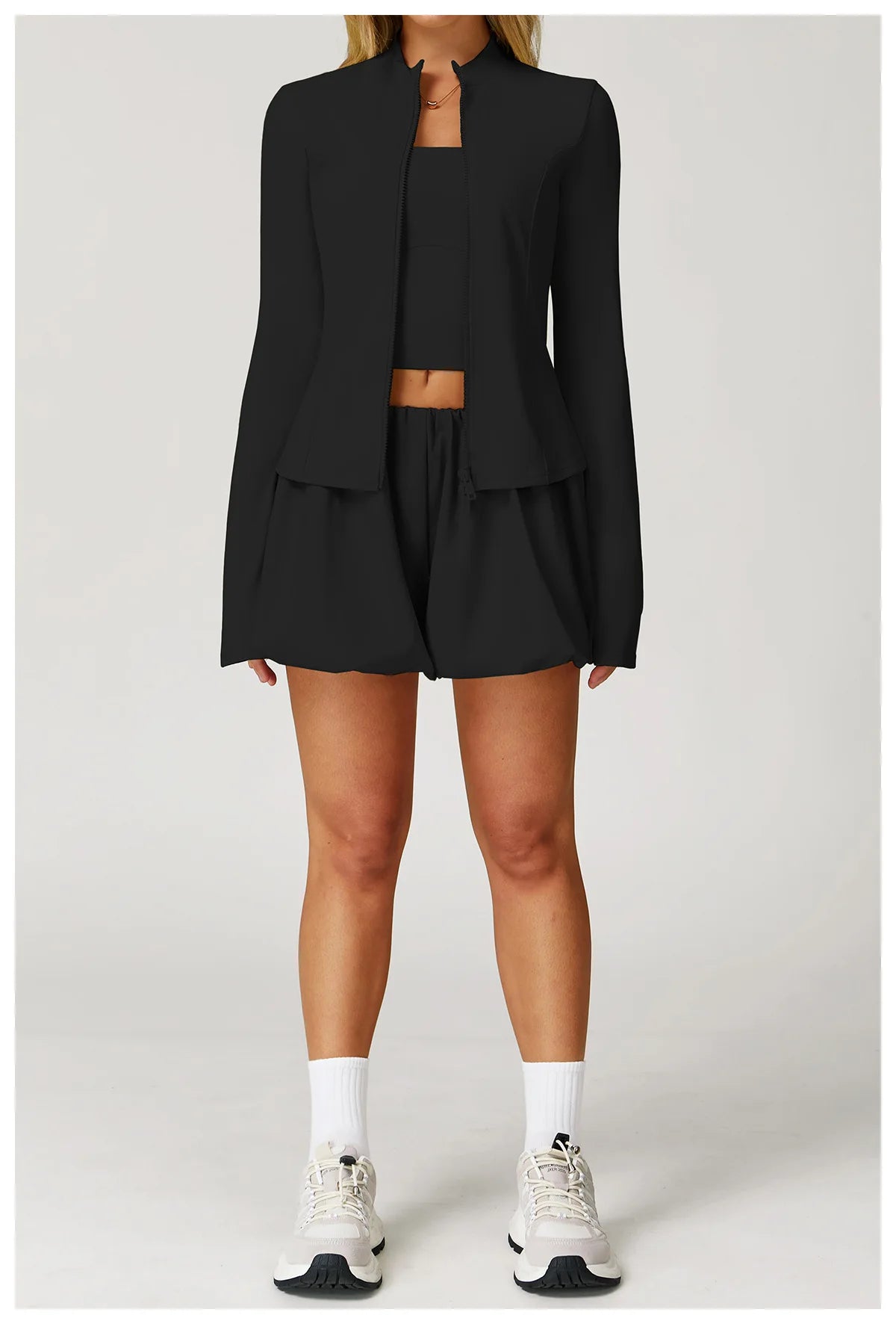 Women's Standing Collar Long Sleeve Yoga Jacket – Summer Training Top