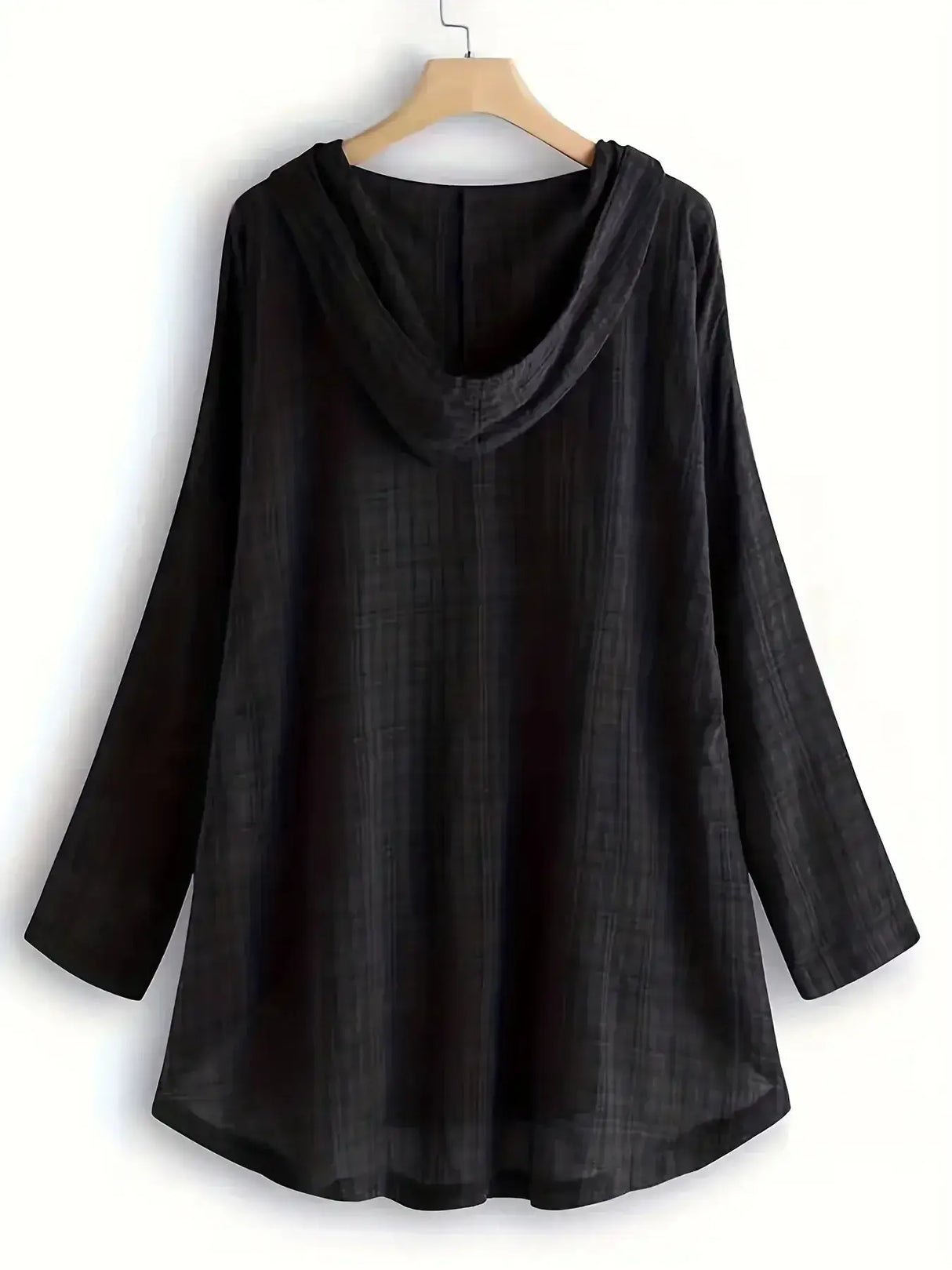 Women Plus Size Plaid Hooded Shirt