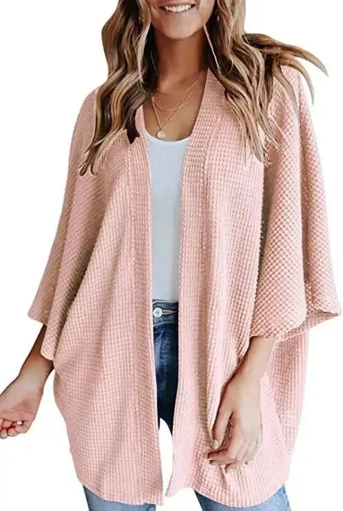 Women Oversized Waffle Knit Cardigan