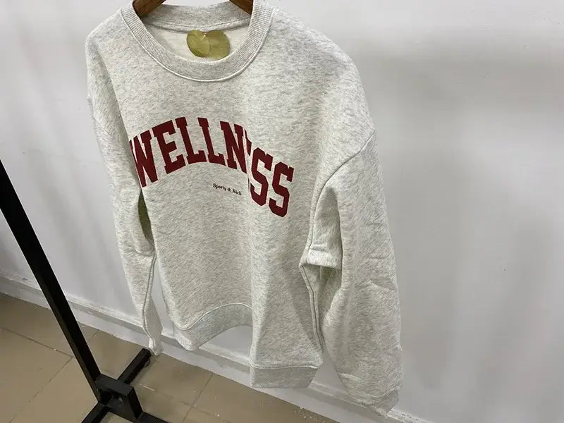 Women Letter Print Sweatshirt Vintage O-Neck Pullover
