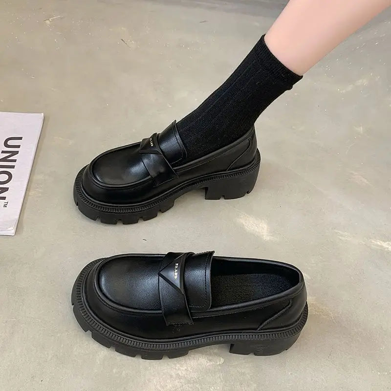 Women’s Office Black Loafers Low Heel Shoes