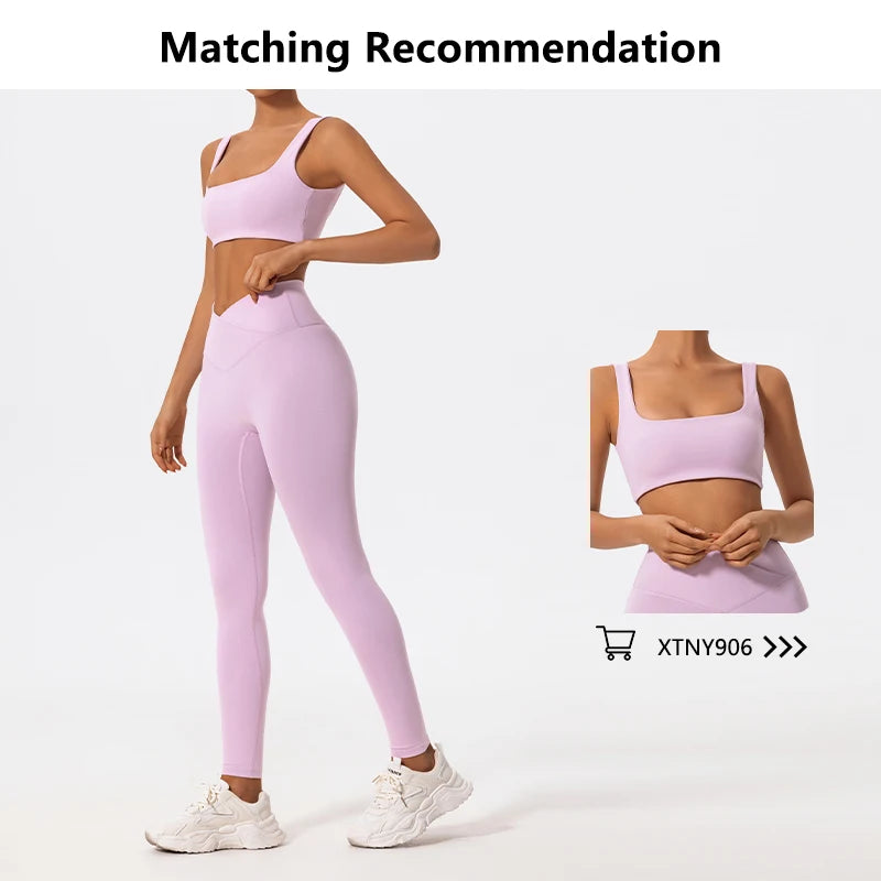 Hearuisavy Cross Waist Push-Up Yoga Leggings – High Waist Gym Pants
