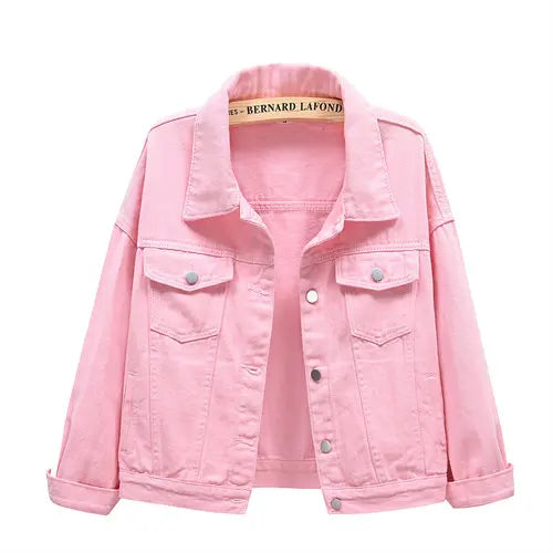 Women’s Pure Color Lapel Denim Jacket
