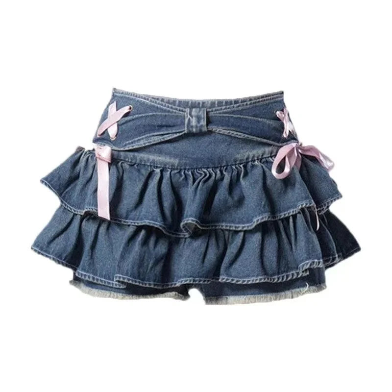 StreetBelt™ – Riveted Mini Skirt (Blue Black High Street Y2K)