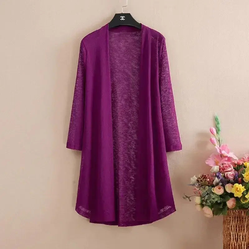 Women Ice Silk Mesh Knit Cardigan 5XL