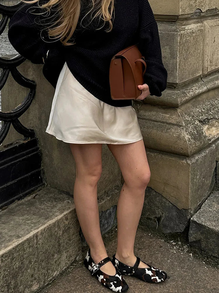 Women Satin Silk Mini Skirt