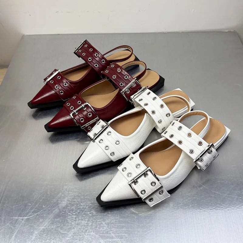 Women Flats – Pointed Toe Slingback Designer Shoes