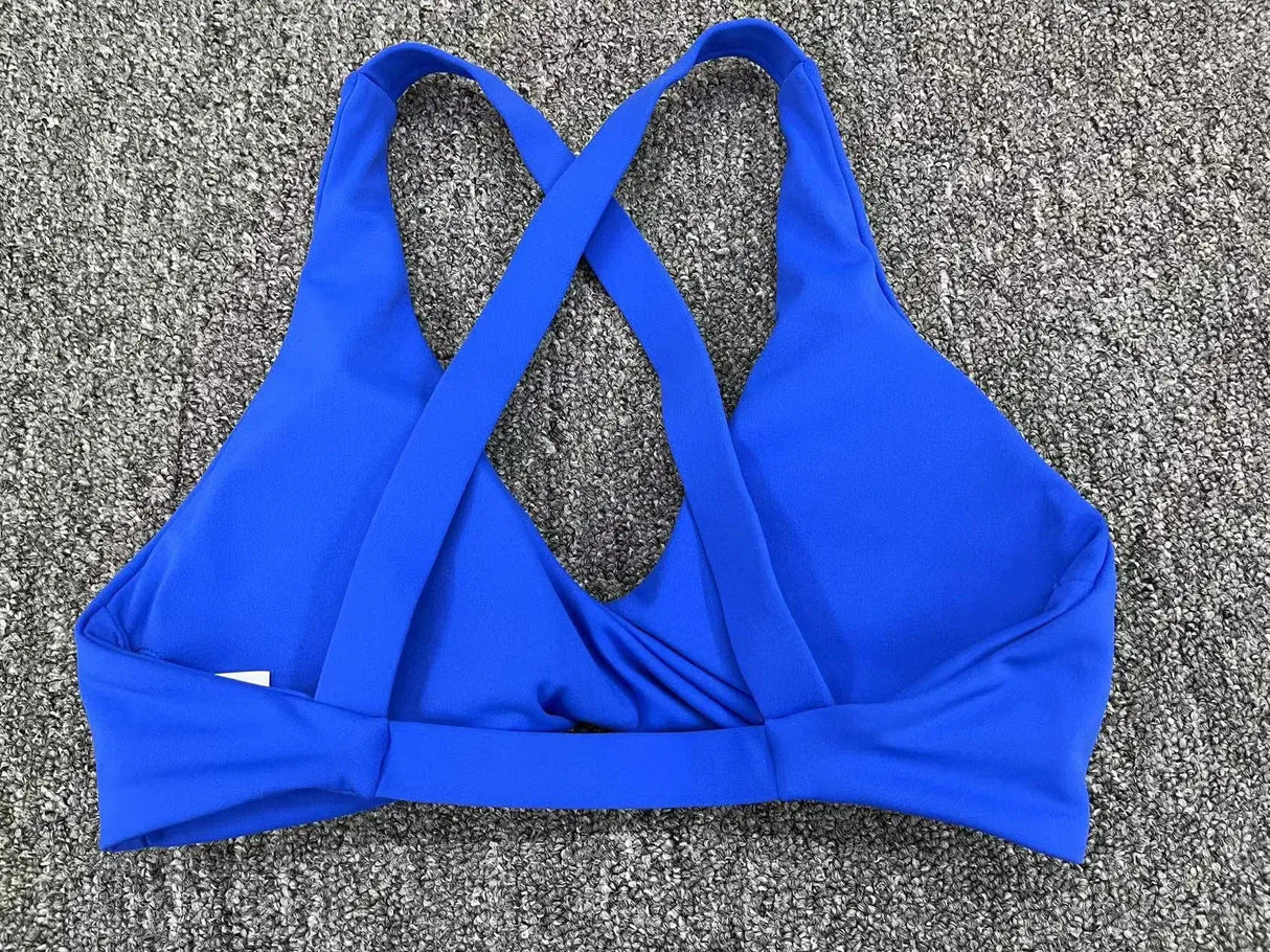 Women Twist Front Cross Back Sports Bra
