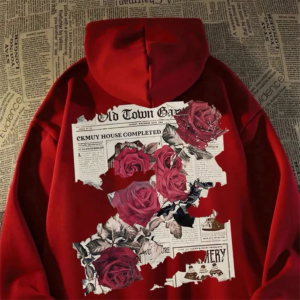 Men’s Rose Print Hoodie
