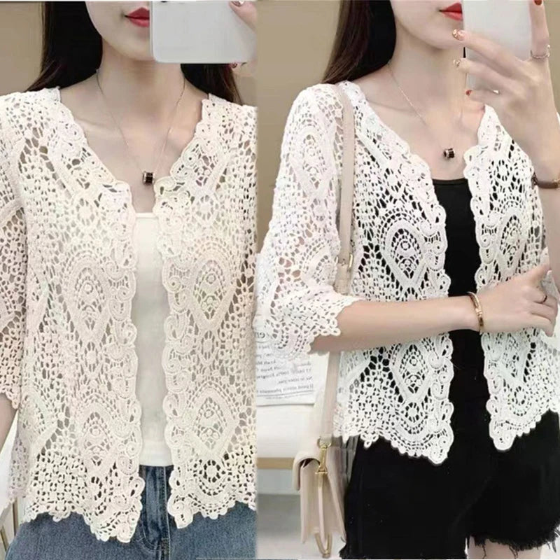 Women's Knitted Lace Shrug Cardigan
